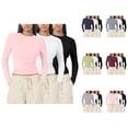 thumbnail image 1 of 3 Pcs Chemises à Manches Longues pour Femmes 2026 Printemps Tendance T-Shirt Court Col Rond Amincissant, 1 of 2