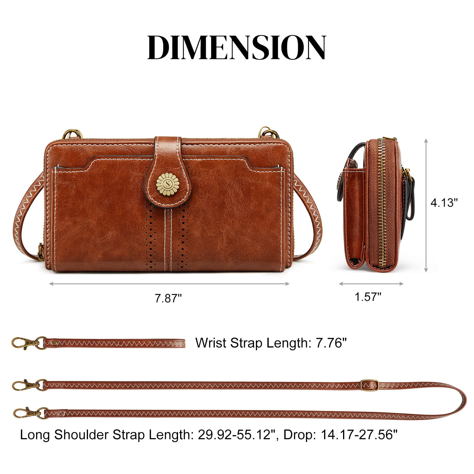 S-ZONE Vegan Leather Crossbody Bags for Women Small Cell Phone Purse RFID Blocking Clutch Purses with 2 Straps