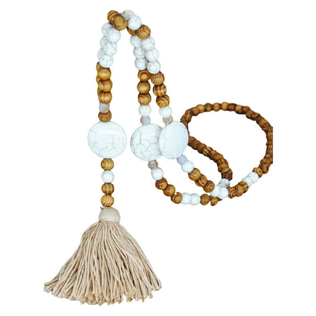 relayinert Exquisite Craft Chain Necklace Set With Wood Beads For Vintage Touch Safe Tops Round