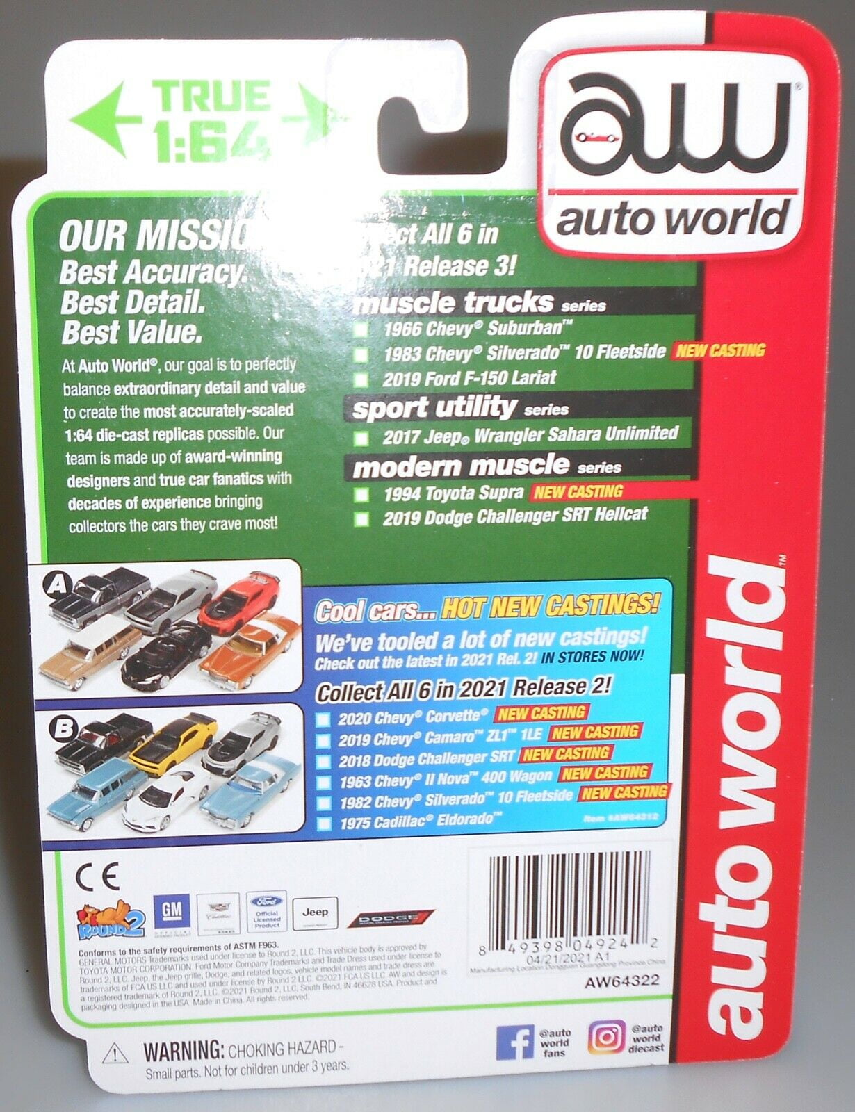 AUTO WORLD 1983 Chevy Silverado 10 Fleetside White Red New 2021