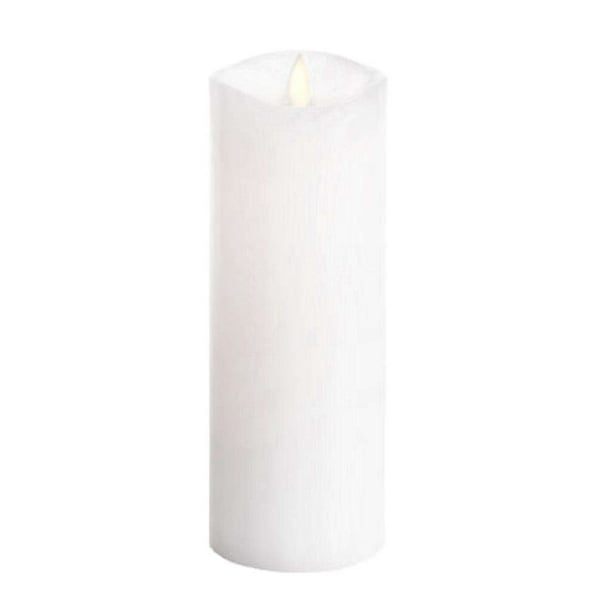 Luminara 02291 3" x 8" White (Unscented) Wavy Edge Battery Operated LED Realistic Flame Wax