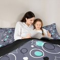 thumbnail image 4 of Manfei Cute Geometric Star Twin Comforter Sets, Circular Dot Bedding Set, Gray Teal Black, Black Reversible 2 Pieces, 1 Comforter and 1 Pillowcase, 4 of 6