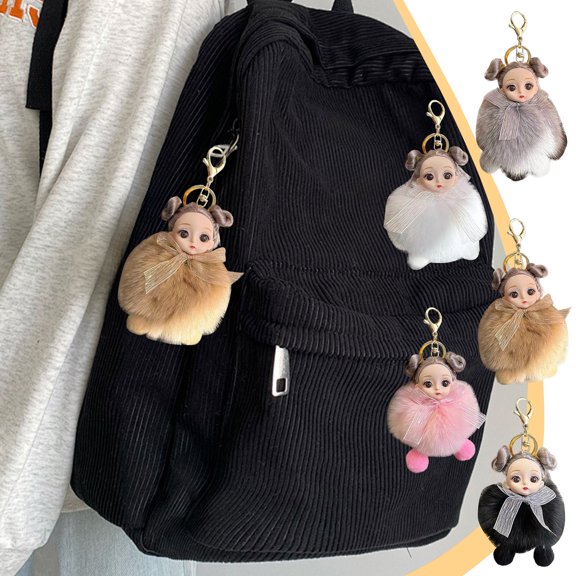 TTJ Bag Charms for Handbags Little Gifts for Women Exquisite And Cute Doll Keychain Pendant Furry Toy Backpack Pendant Beautifully Packaged Car Key Decoration Making More Interesting