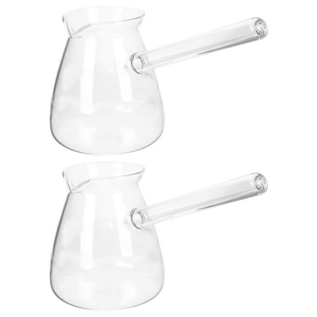 

2pcs Coffee Pot Glass Stovetop Tea Pots Tearoom Side Handle Teapot Kettle Random Style