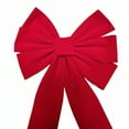 thumbnail image 2 of Red Velvet Outdoor Christmas Bows by Old Glory Bunting. 3-Pack! 6 Loop Plain Edge Xmas Holiday Bows Home Decor - 9" Bow with 11" Tail, 2 of 4