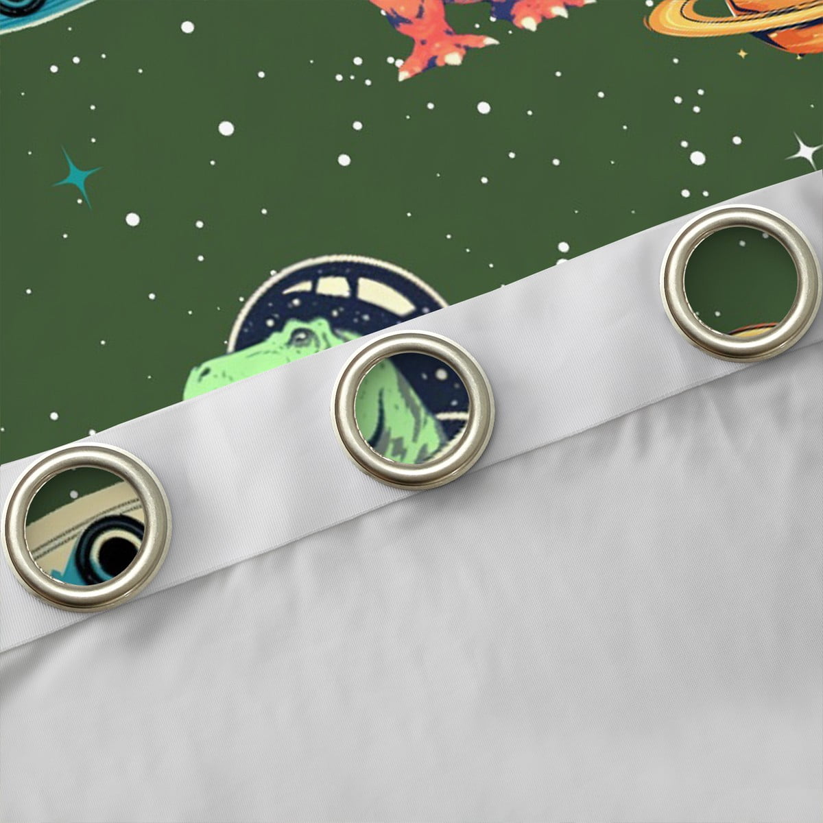 Feelyou Cute Green Dinosaur Curtains Pack of 2 (42x84 Each) for Child, Outer Space Curtains Blackout, Kawaii Animal Astronaut Bedroom Curtains, Living Room Curtains Decor