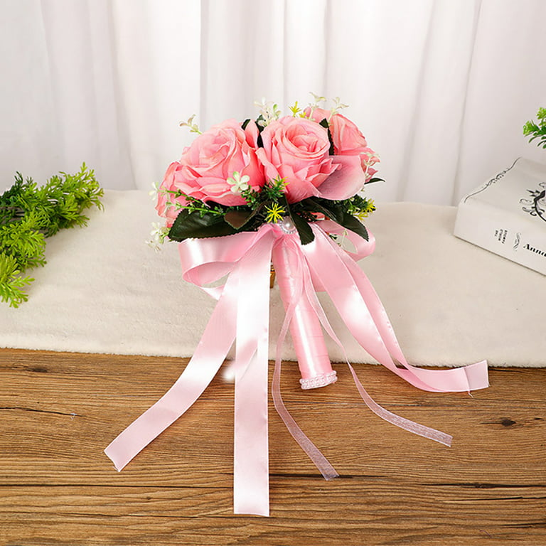 Gorgeous Color Block Wedding Bouquet With Silk Ribbon Lace - Temu