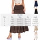 thumbnail image 4 of TaTaai Ladies High Waist Linen Blend Maxi Skirt Solid Color Three Tier Ruffle Design Elastic Waist Pocket Casual Summer Gift, 4 of 6