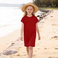thumbnail image 5 of IVEYRTF Girls Solid Color T-Shirt Dress with Pockets Kids Summer Everyday Activities Knee Length Casual Dress, 5 of 9