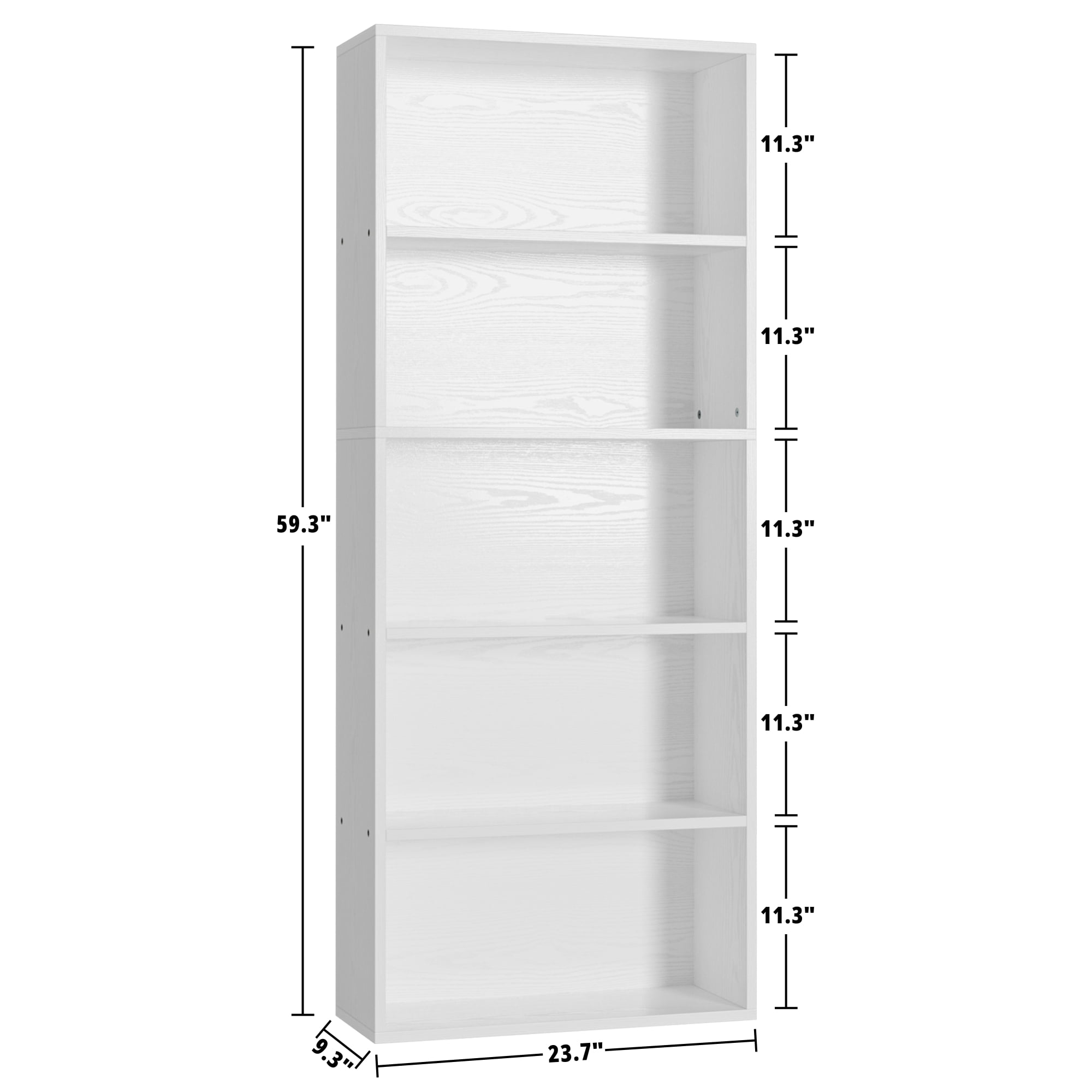 IRONCK 5 Shelf Bookcase, Free Standing Display Storage Bookshelf for Home Office, White