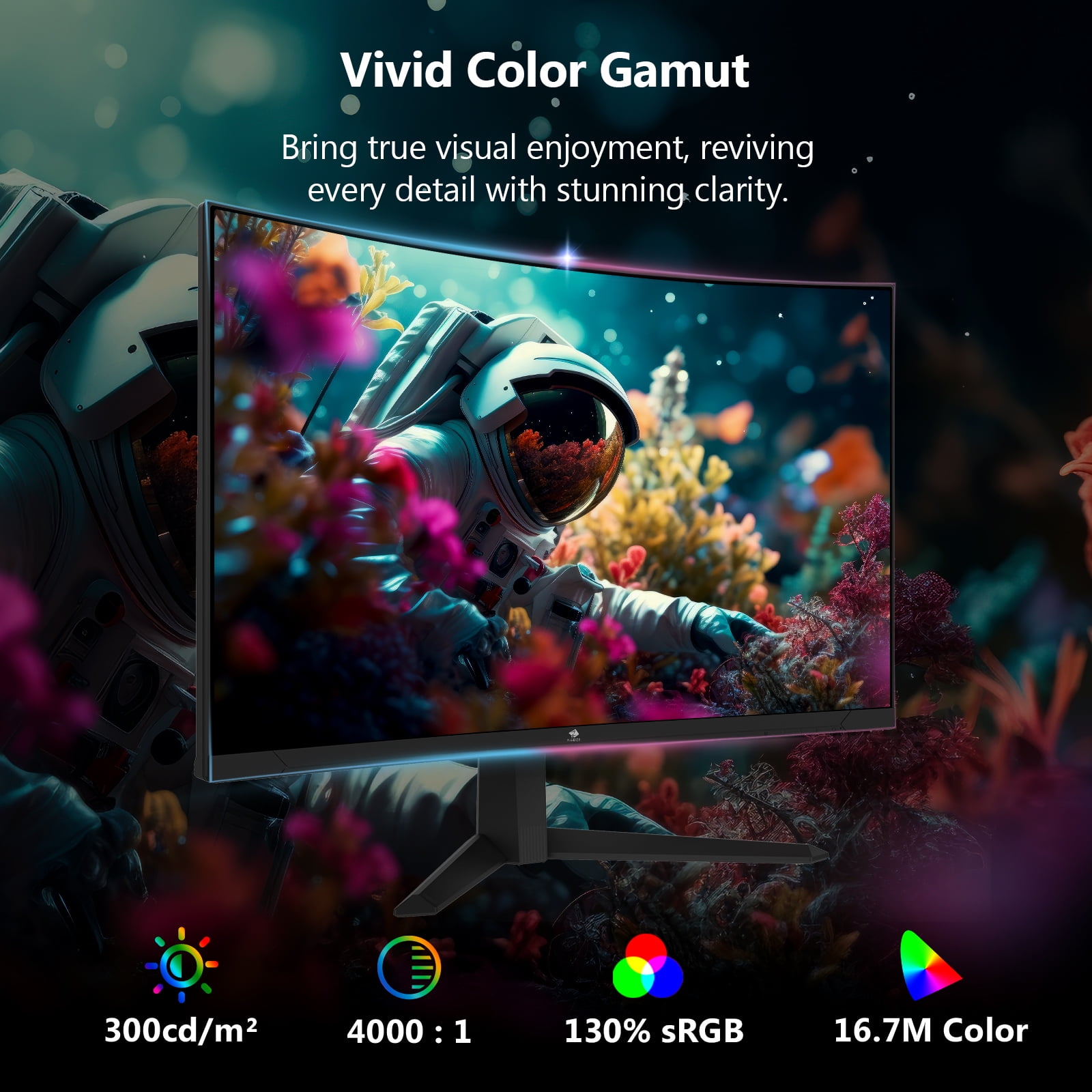 Z-EDGE 27 Inch 300Hz Curved Gaming Monitor, FHD 1080P VA Display, 1ms MPRT, AMD FreeSync, HDR Support, VESA Mount Compatible, Black