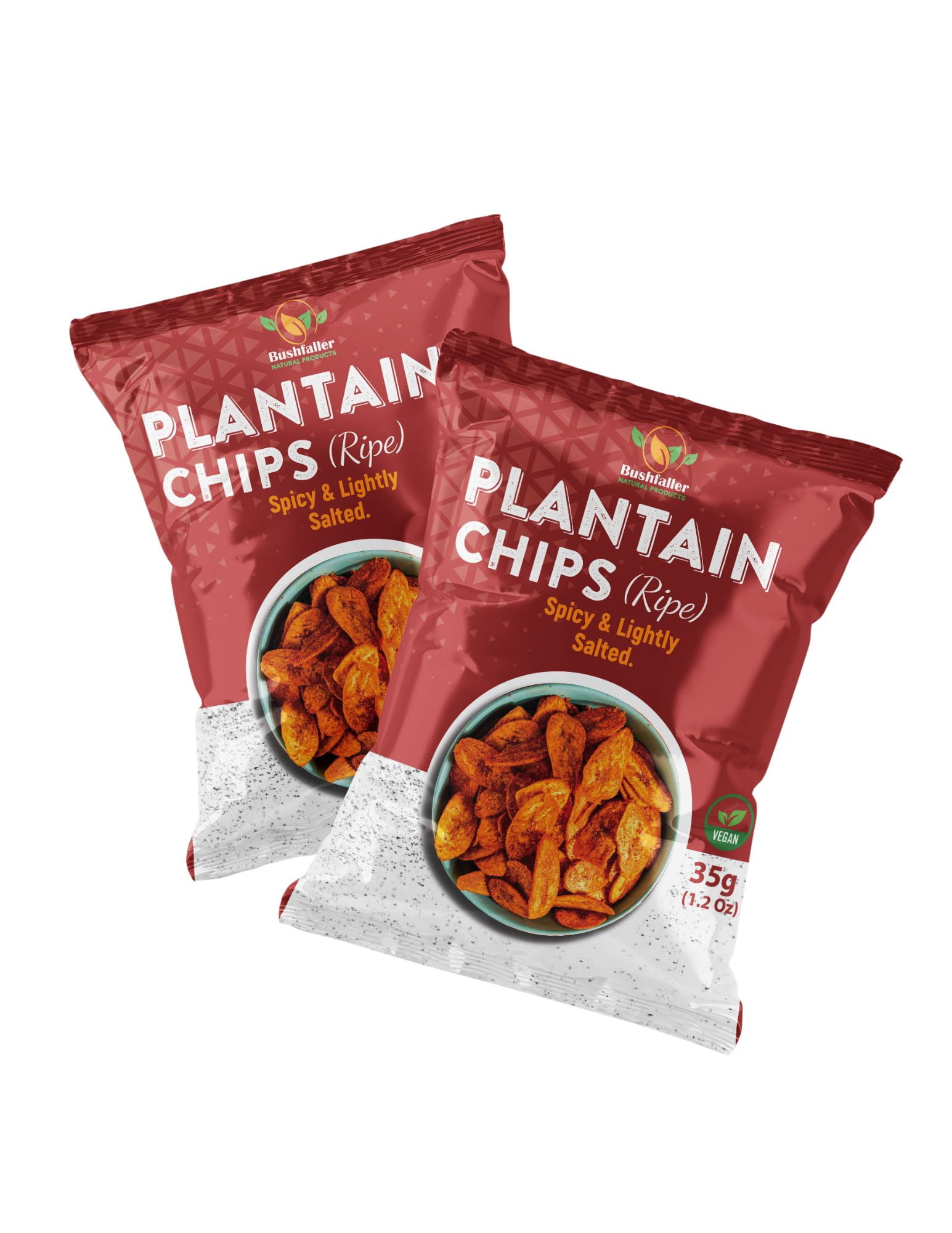 Bushfaller Mixed Plantain Chips Variety Pack, Ripe, Spicy & Unripe, Naturally Sweet and Lightly Salted, Healthy Vegan Snack Made with 100% Vegetable Oil, Non-GMO, Zero Sugar, 1.2 oz bags, 35-Packs