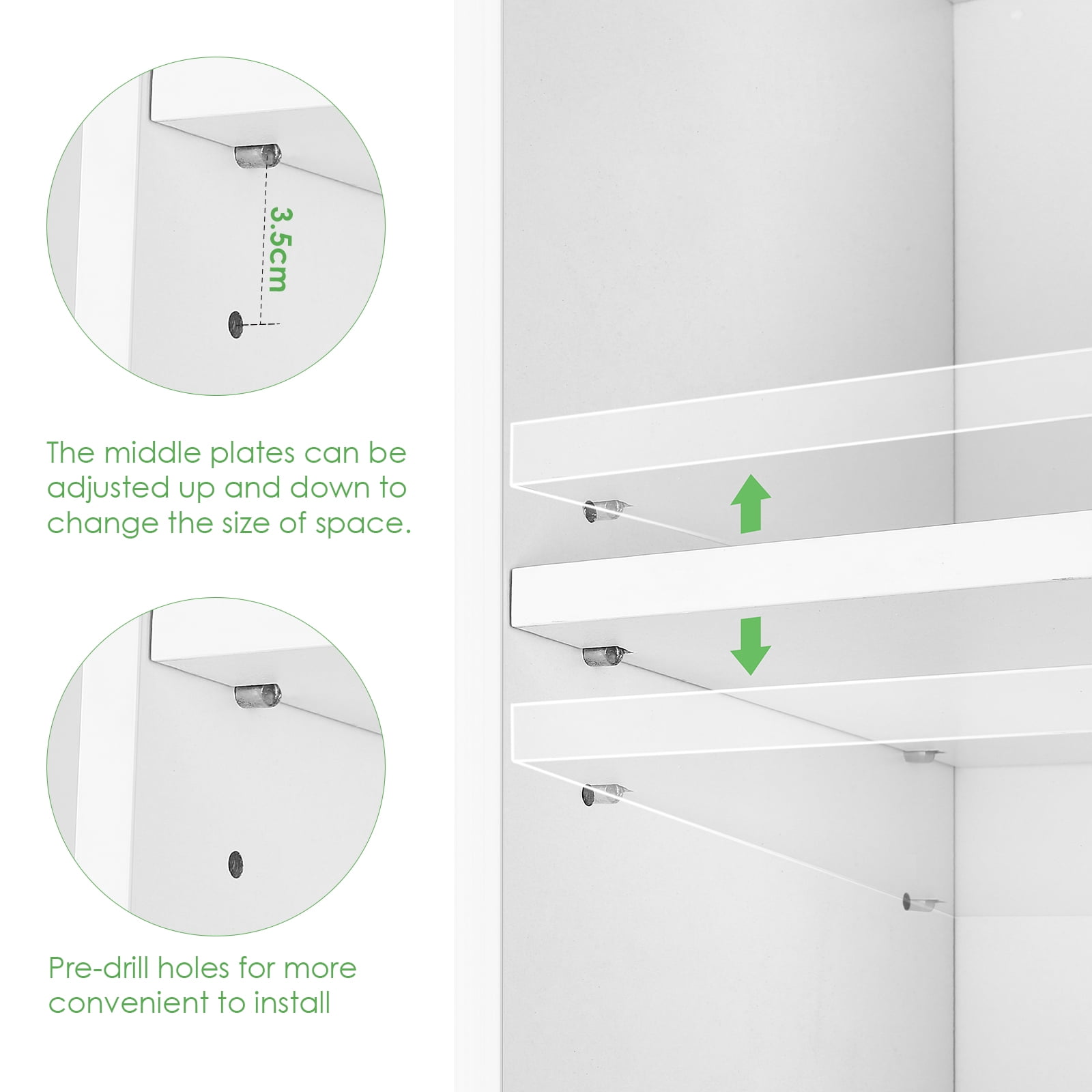 Homfa 8-Tier Media Tower, CD DVD Media Storage Unit with 4 Adjustable Shelves for Living Room Bedroom, White