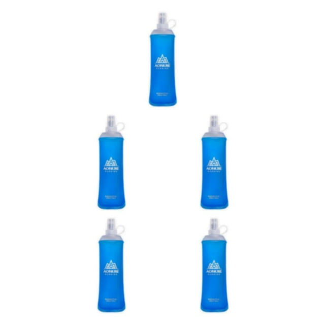Baohd 1/2/3/5 Flacon Souple de Randonnée Bouteilles d'Eau Pliables Pratiques et Étanches 450ml Bleu 5 Pcs