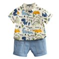 thumbnail image 3 of Toddler Boys Summer Clothing Set Dinosaur Print Short-sleeved T-shirt and Pants, 3 of 8