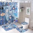 thumbnail image 1 of Juego de baño de cuatro piezas de Eeyore con alfombras antideslizantes, tapa de inodoro suave, elegante cortina de ducha y alfombrilla de baño para decoración del hogar, 1 of 8
