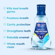 Crest Mouthwash Pro Health Multi-Protection, 6-in-1 benefits, Alcohol Free, Anticavity Fluoride Mouthwash, Contains CPC (cetylpyridinium chloride), Clean Mint, 500 mL ( 16.9 fl oz)