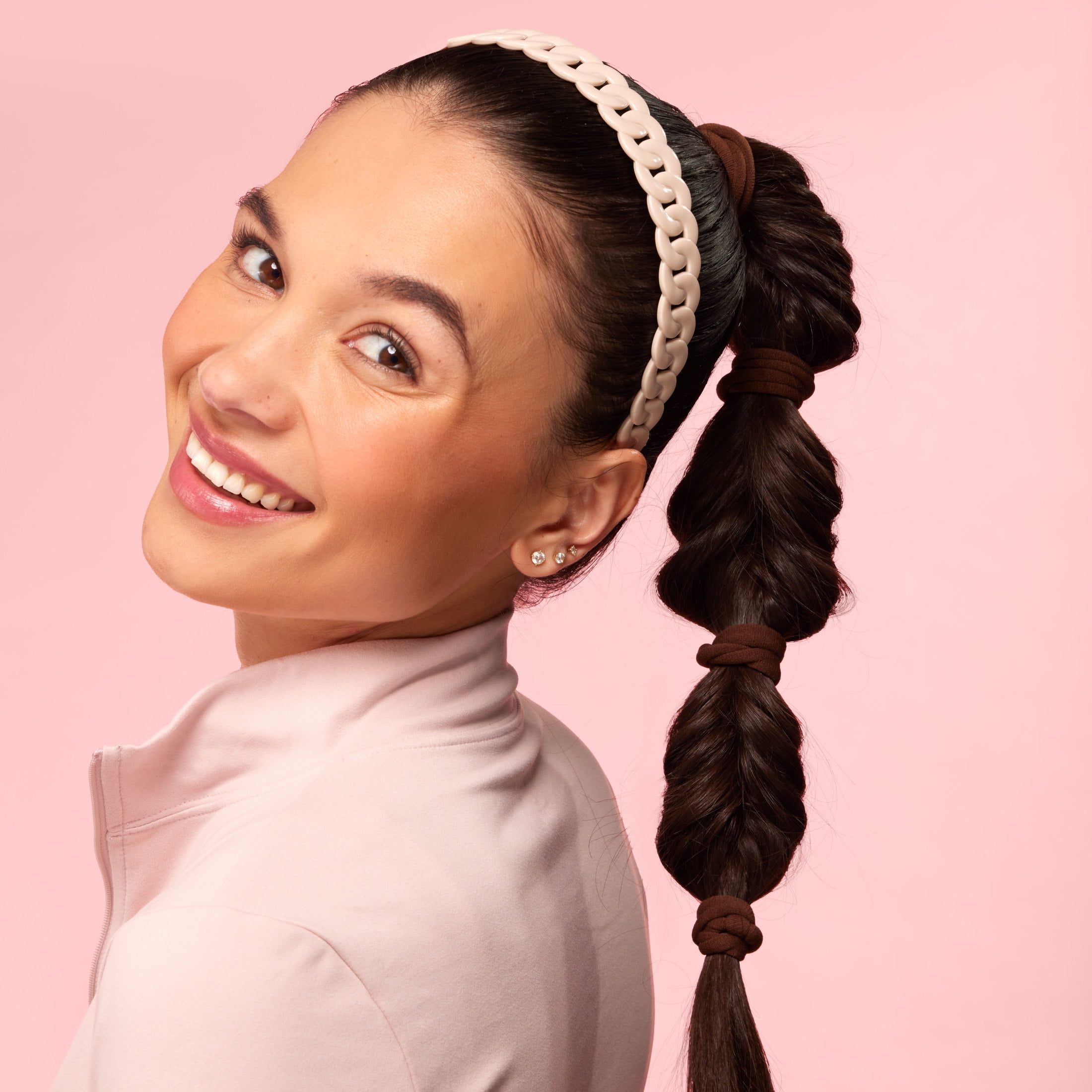 Goody ComfortFlex Flexible Headbands, Black & Beige, All Day Comfort, No-Slip Grip, 2 Pack