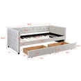 thumbnail image 5 of Aukfa Upholstered Twin Daybed with Storage Drawers, Bed Frame with Button Tufted and Nailhead Trim - Beige, 5 of 8