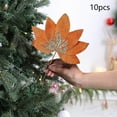 thumbnail image 6 of 10-Pack Mesh Christmas Flowers for Decor, Floral Spray Picks for Tree Vase and Wreath Arrangements, Artificial Glitter Stems for Home Party Event Styling(Orange), 6 of 6