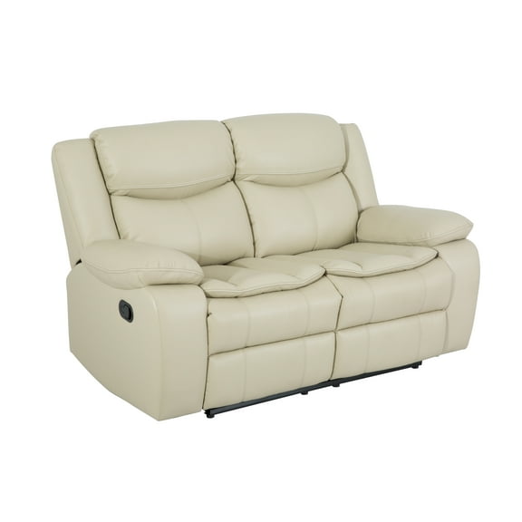 Breathable Leather Manual reclining loveseat for living room, cream