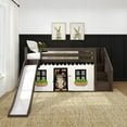 thumbnail image 2 of Low Bunk With Stairs, Easy Slide & Black & White Farmhouse Curtain, Clay, 2 of 10