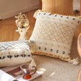 thumbnail image 2 of Fundas de almohada de algodón natural JAMW tejidas a mano decorativas con borlas lumbares para sofá Juegos de 2 piezas, 2 of 5