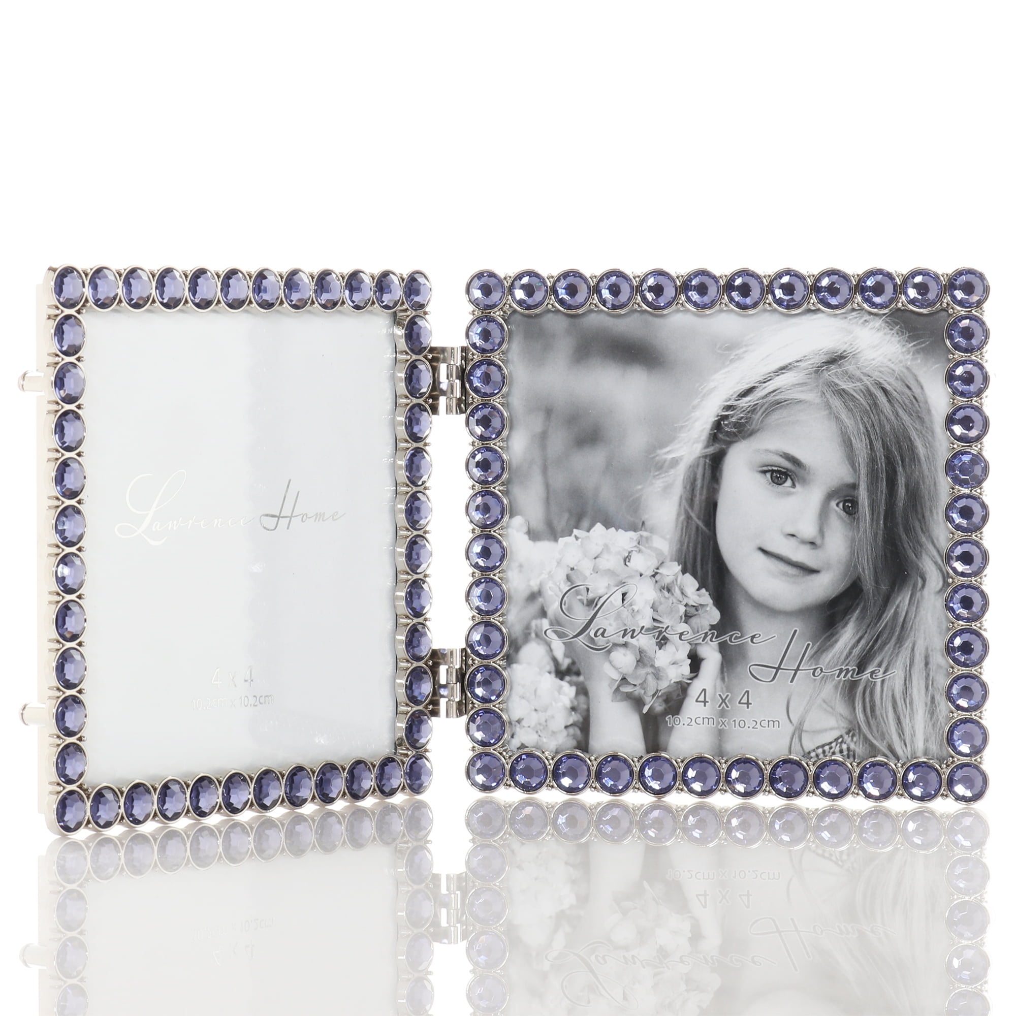 4x4 Silver Metal Sparkle Double Frame - Midnight Blue