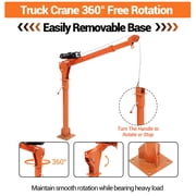 Electric Pickup Truck Bed Crane, 1100 LB Capacity, Heavy Duty Portable Folding Jib Crane Hoist with 3500 LB 12 v Winch, 360° Swivel, for Construction, Factory, Heavy Lifting