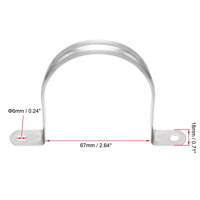 Uxcell 18Pack 32mm Rigid Pipe Straps 2 Hole U-Shaped Bracket Clamps 304 Stainless Steel