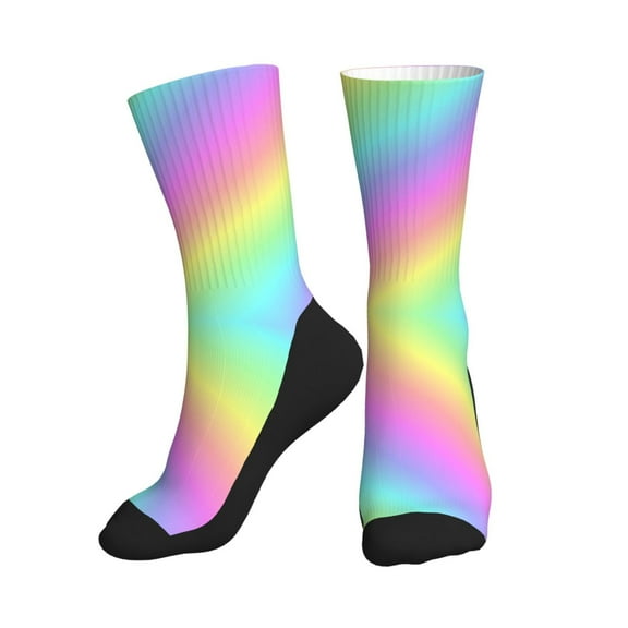Mens Womens Rainbow Stripe Funny Funky Crazy Novelty Colorful Dress Socks