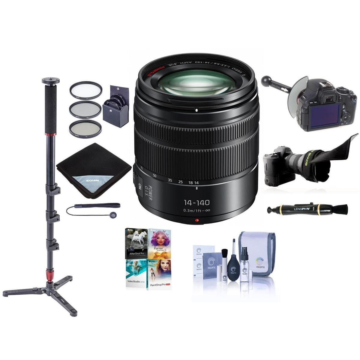 Panasonic Lumix G Vario 14 140mm F 3 5 5 6 Ii Asph Power O I S Micro Four Thirds Mount Lens Bundle With 58mm Filter Kit Flex Lens Shade Focusshif Walmart Com Walmart Com