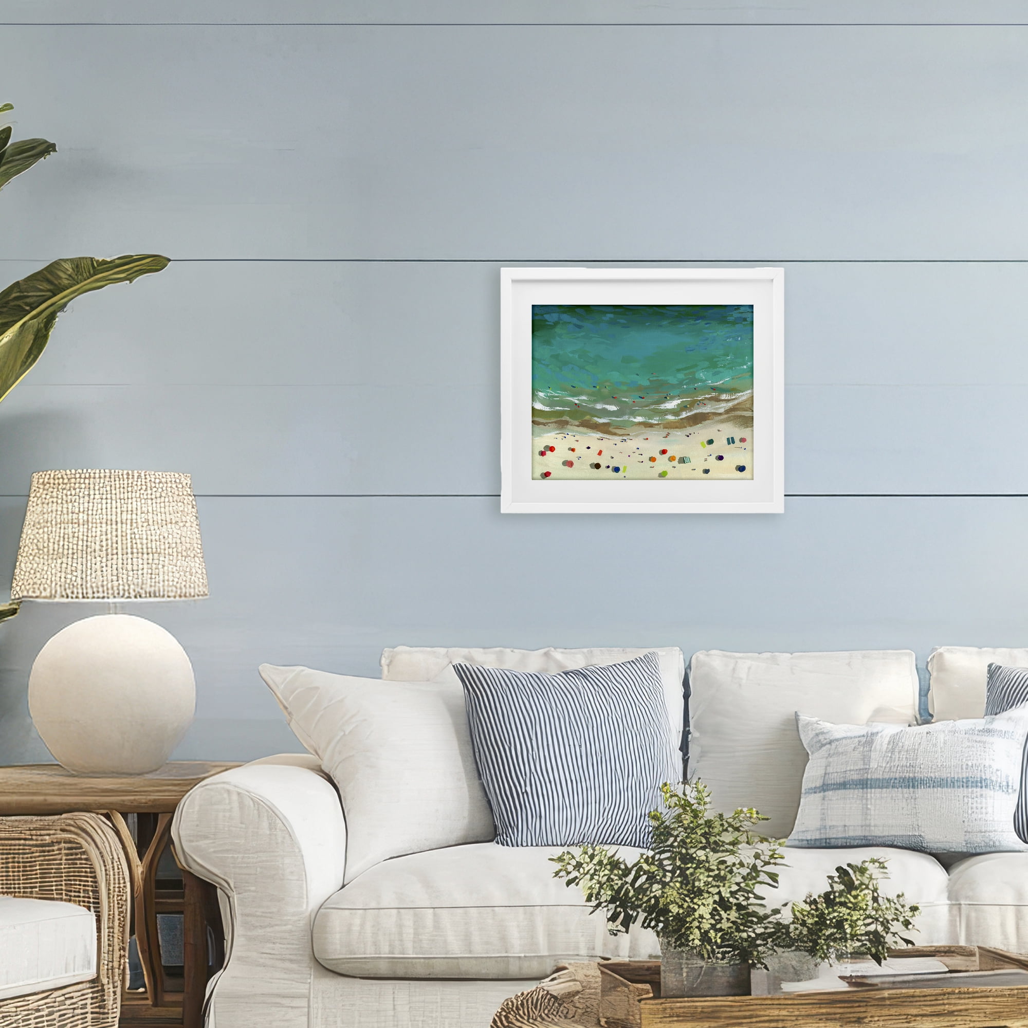 Stupell Industries Aerial Turquoise Shoreline White Framed Print Under Glass, design by Brook Page