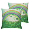 thumbnail image 2 of Awypu Rainbow St Patricks Day Decorations Pillow Covers,Spring Happy Shamrock Clover Decor Throw Pillow Covers，Lucky Farmhouse Lumbar Cushion Case for Home Couch Outdoor Sofa,2 Pcs, 2 of 6