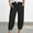 Black, variant on Womens Solid Color Cropped Pants Cuffed Ankle with Pockets Relaxed Casual Everyday Outdoor Wear