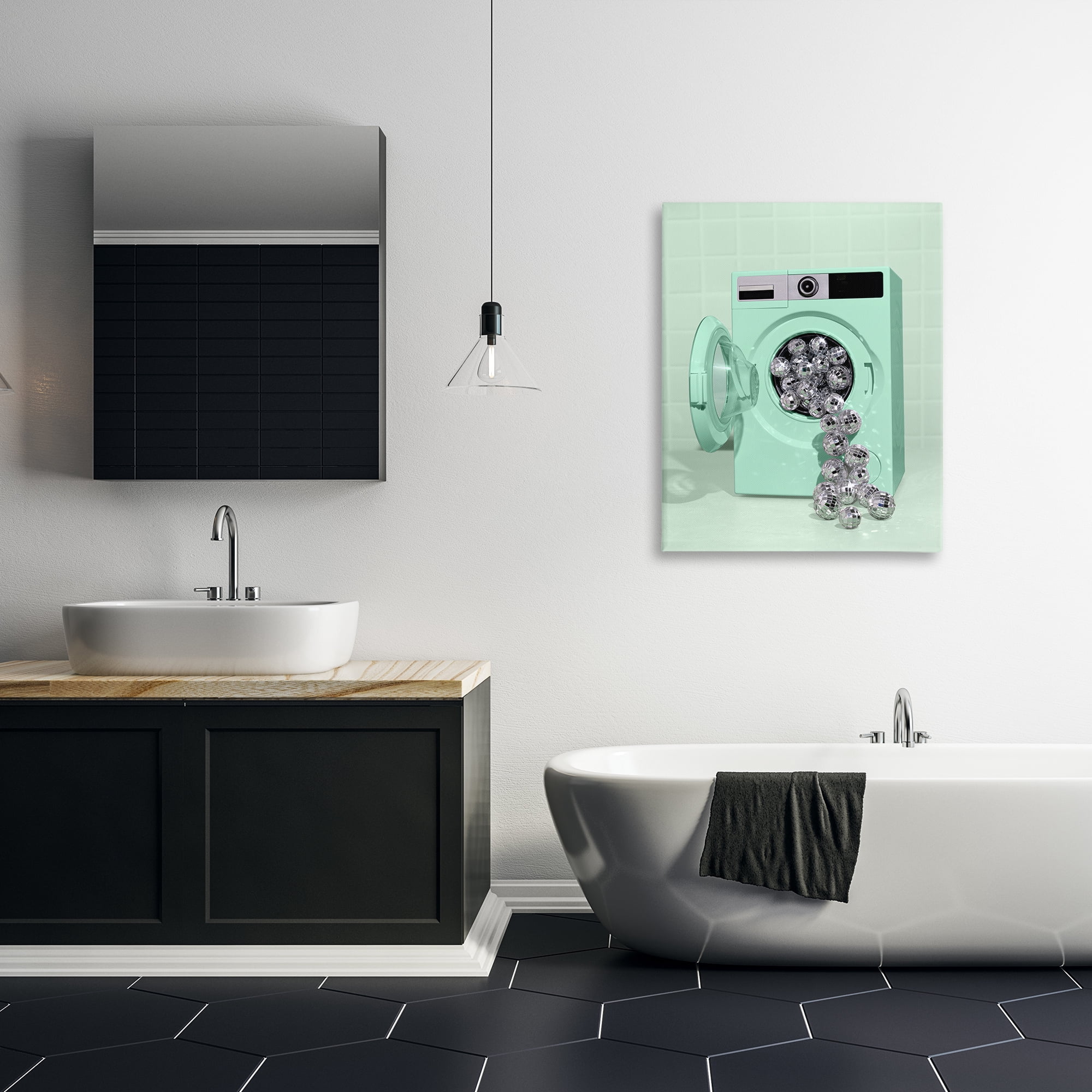 Stupell Industries Disco Laundry Machine over Green Canvas Wall Art, design by LISH Creative