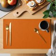 thumbnail image 2 of Burnt Orange Placemats Set of 6, Country Modern Farmhouse Solid Fall Orange Washable Wipeable Table Mats for Dining Tables, Indoor Outdoor Kitchen Place Mats for Holiday Party Table Decor, 2 of 9