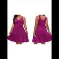thumbnail image 2 of Vestidos de Verano para Mujer, de Gran Tamaño, con Hombros Descubiertos, Lisos, Sin Mangas, con Volantes en el Bajo, Vestidos Cortos con , , Rojo, XXXL, 2 of 7