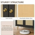 thumbnail image 3 of Walsunny Sideboard Buffet Storage Cabinet,Kitchen Storage Cabinet with 3 Rattan Decorated Doors, Accent Cabinet Sideboard Cabinet for Dining Room, Living Room, Entryway, Hallway,Black, 3 of 8