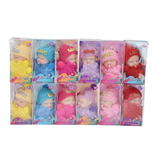 12 Uds llavero muñecas pequeño lindo mezcla de colores decorativo niñas colgante llavero muñeca de juguete para bolsos