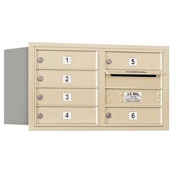 Salsbury 3704D-06SRU 4 Door High Unit 16.50 Inches - Double Column - 6 Mb1 Doors - Sandstone - Rear Loading - Usps Access