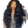 thumbnail image 4 of DOPI Black Synthetic Wigs Natural Looking Long Wavy Middle Side Parting No-Lace Women, 4 of 5