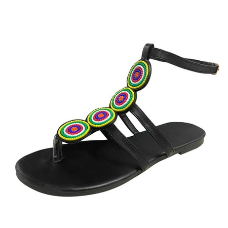 

nsendm Dressy Sandals for Women Low Heel On Shoes Solid Open Beach Slip Summer Women s Womens Platform Sandals Sandal Black 9.5