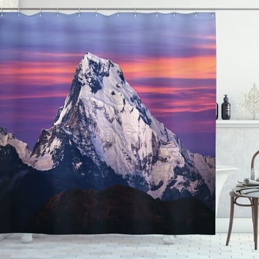Ambesonne Nepal Shower Curtain, Himalayas in the Sunset, 69"Wx70"L, Multicolor