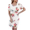 thumbnail image 6 of Sundresses for Women Casual Summer - Womens Casual Summer Beach Dresses Solid/Floral Crewneck Short Sleeve T-Shirt Dress Loose Swing Dress Aline Sundress, 6 of 7