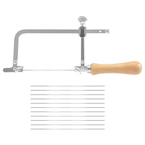 Coping Saw Steel Frame and 12 Pcs Diameter 1Mm Wire Saw, Accurate Cutting for Wood, Metal, Plastic, Etc.