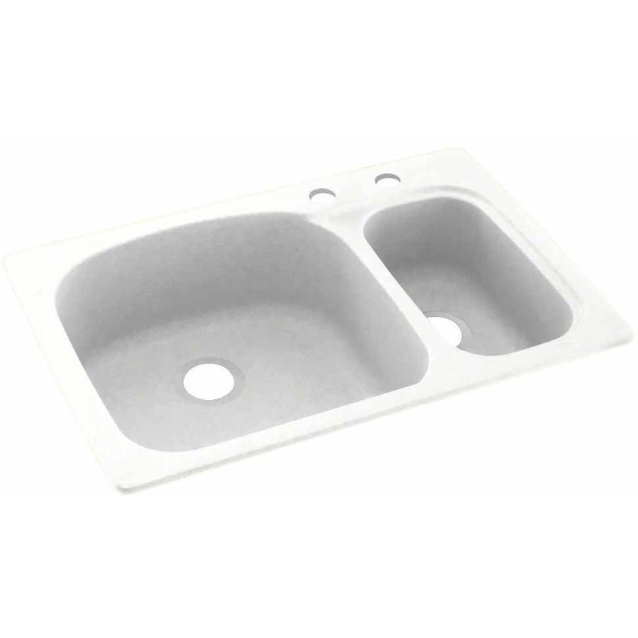 Swan Solid Surface Kitchen Sink (33" x 22") with 2 Faucet Holes