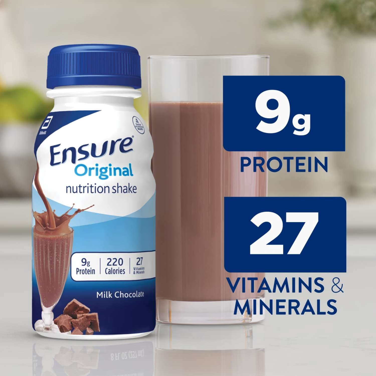 Ensure Original Nutrition Shake, 9g Protein, Milk Chocolate, 8 fl oz - 16 Pack
