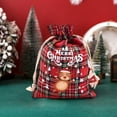 thumbnail image 4 of 1 PC Cotton Medium Christmas Drawstring Candy Treat Bag Buffalo Plaid Christmas Fabric Goody Gift Pouch Reusable Gift Wrapping Bag Holiday Party Favors, 4 of 6
