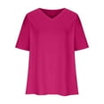 thumbnail image 5 of cfhntfmh Summer Tops for Women Comfy V Neck Solid Color Oversized Shirts Loose Casual Half Sleeve Vacation T-Shirts, 5 of 6